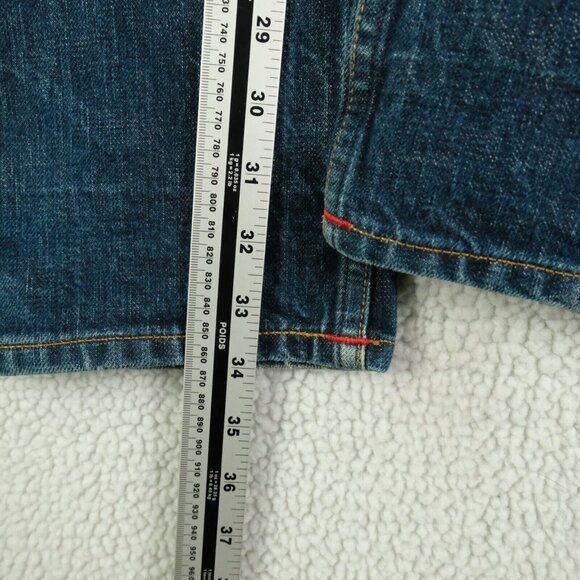 Gustin Jeans Mens 30X34 Blue Raw Selvedge Denim Straight Stone Wash Whiskers - Picture 8 of 13